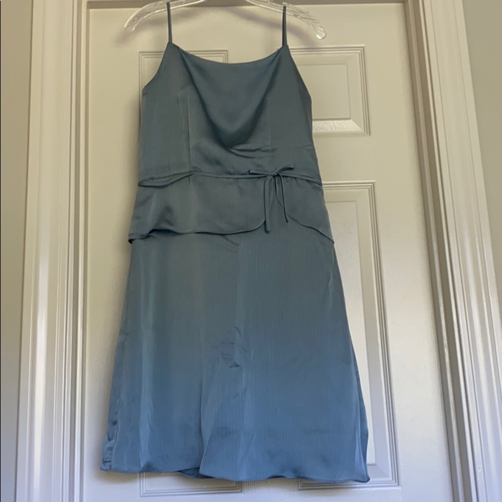 Dusty blue silk dress
